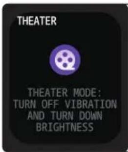 THEATER THEATER MODE: TURN OFF VIBRATION AND TURN DOWN BRIGHTNESS