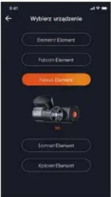 9:41 Wybierz urządzenie Element Element Falcon Element Nesus Element NS Sonnet Element Xplorer Element