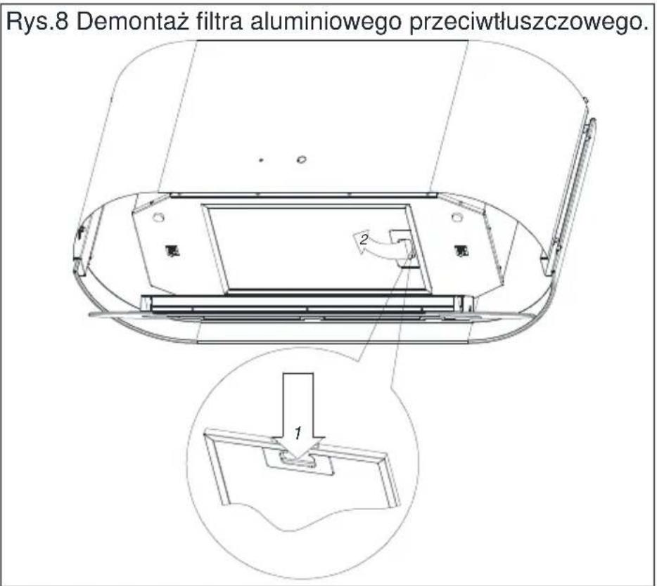 Rys.8 Demontaż filtra aluminiowego przeciwtłuszczowego.