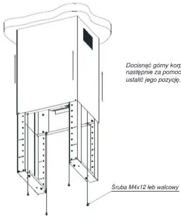 Docisnąć górny korp następnie za pomoc ustalić jego pozycję. Śruba M4x12 leb walcowy