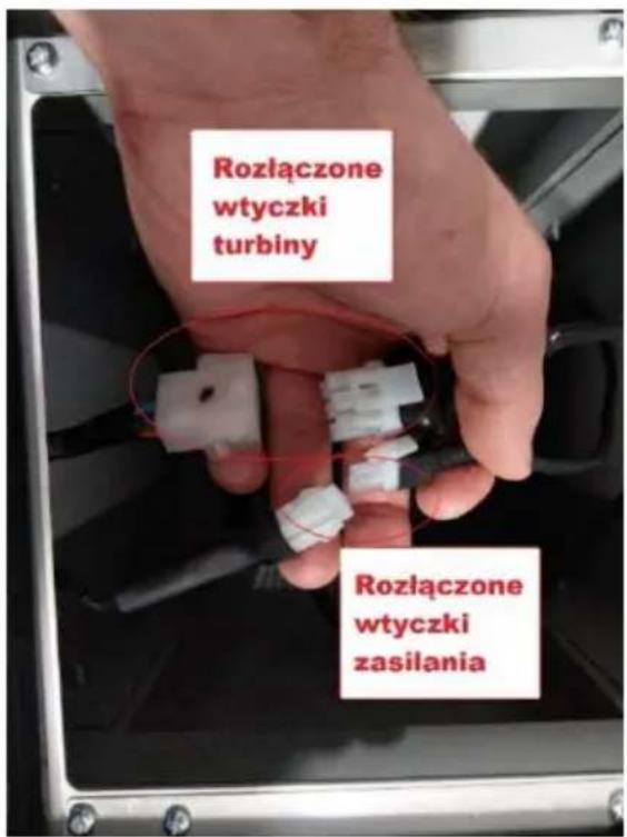Rozłączone wtyczki turbiny Rozłączone wtyczki zasilania