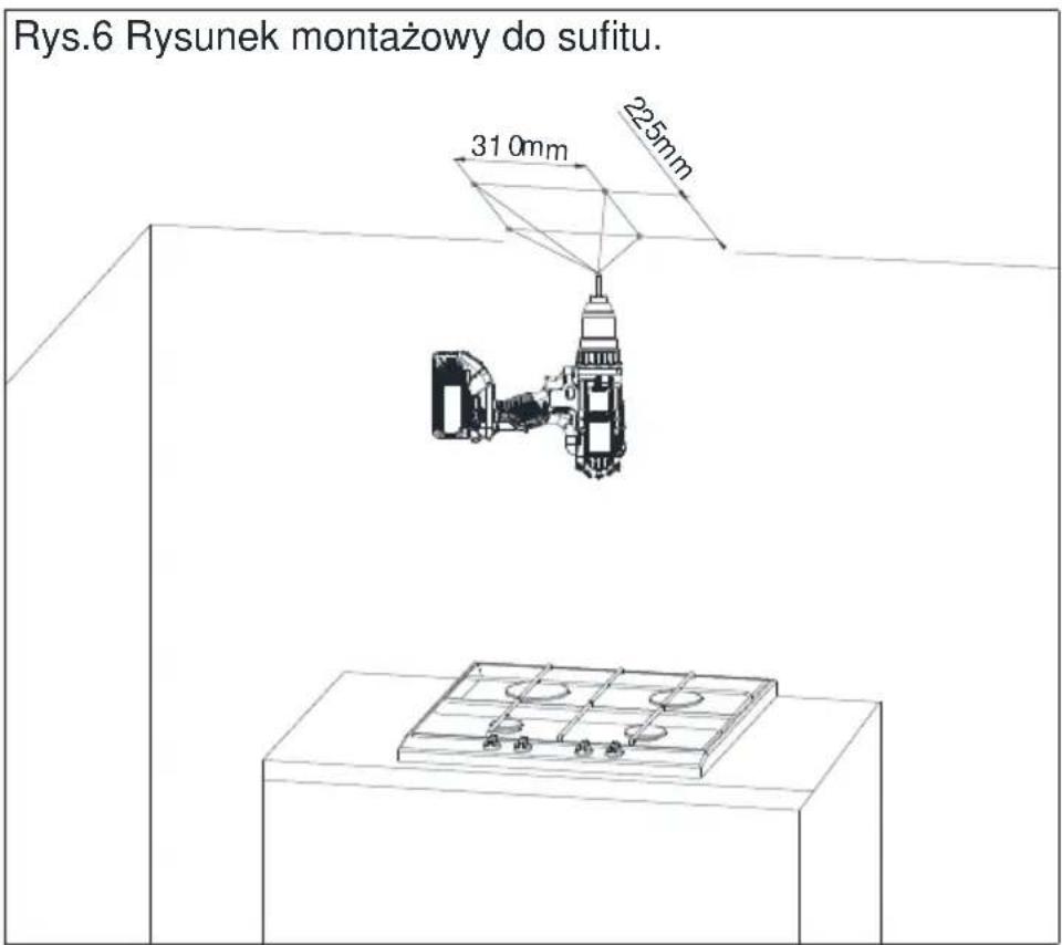 Rys.6 Rysunek montażowy do sufitu. 310mm 225mm