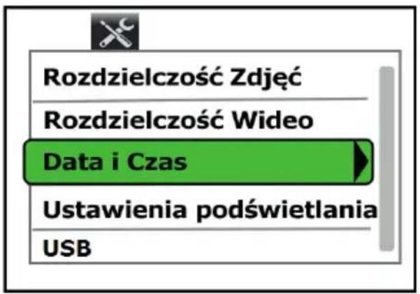 Rozdzielczość Zdjęć Rozdzielczość Wideo Data i Czas Ustawienia podświetlania USB