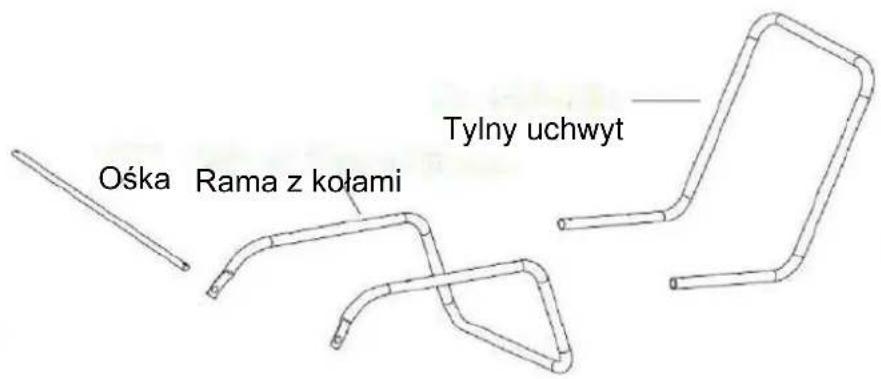 Ośka Rama z kołami Tylny uchwyt
