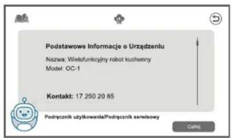 Podstawowe Informacje o Urządzeniu Nazwa: Wielofunkcyjny robot kuchenny Model: OC-1 Kontakt: 17 250 20 85 Podręcznik użytkowania/Podręcznik serwisowy Cotną