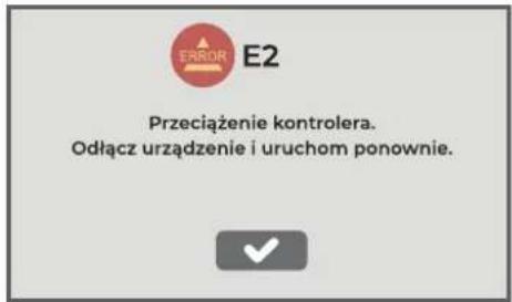 E2 Przeciążenie kontrolera. Odłącz urządzenie i uruchom ponownie.