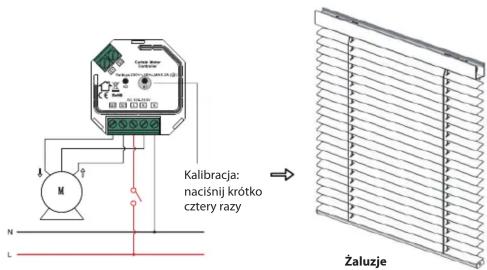 Kalibracja: naciśnij krótko cztery razy Żaluzje