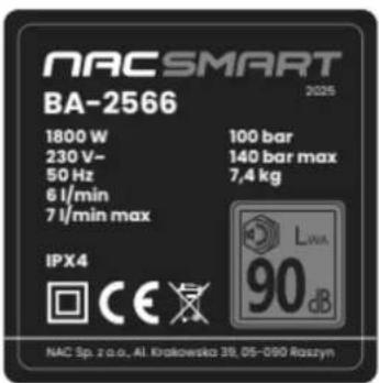 NAC BA-2566 - Inne oznaczenia na maszynie - 1
