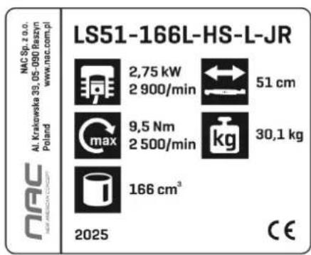 NAC LS51-166L-HS-L-JR - Inne oznaczenia na maszynie - 1