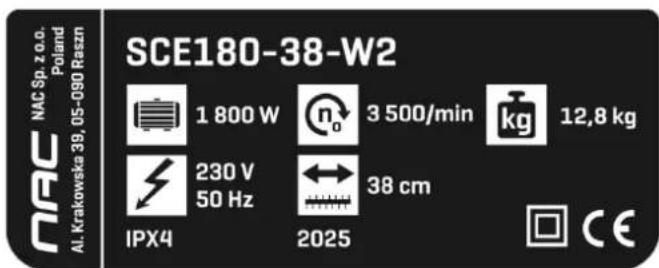NAC SCE180-38-W2 - DANE TECHNICZNE - 2
