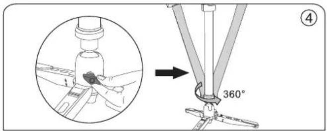 Technical diagram showing a mechanical assembly with a 360° angle annotation and an inset detail view of a component.
