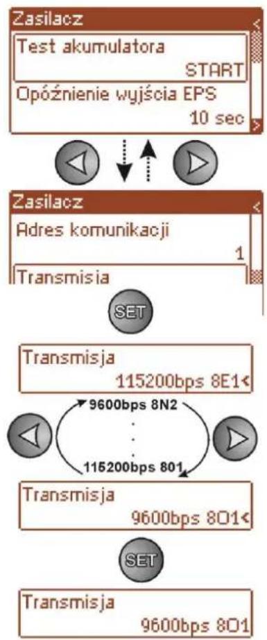 PULSAR EN54C-5A40LCD - Ustawienie parametrów transmisji-dotyczy współpracy z interfejsem. - 1