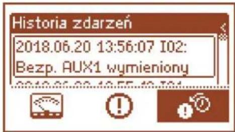 Historia zdarzeń 2018.06.20 13:56:07 I02: Bezp. AUX1 wymieniony