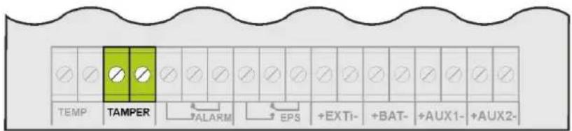 TEMP TAMPER ALARM EPS +EXTi- +BAT- +AUX1- +AUX2-