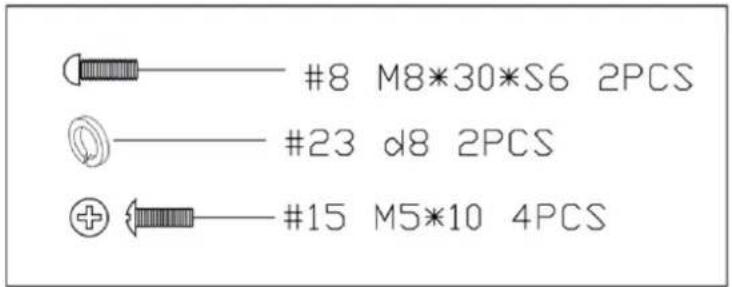 #8 M8*30*S6 2PCS #23 d8 2PCS #15 M5*10 4PCS