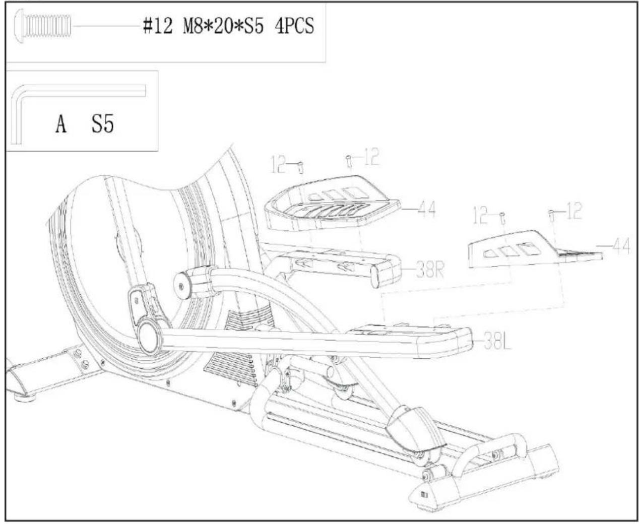 #12 M8*20*S5 4PCS A S5 12 12 44 38R 12 12 44 38L