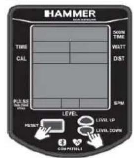 HAMMER MAXIMUM TIME CAL SOM TIME WATT DIST PULSE MAXIMUM SPM LEVEL RESET LEVEL UP LEVEL DOWN COMPATIBLE