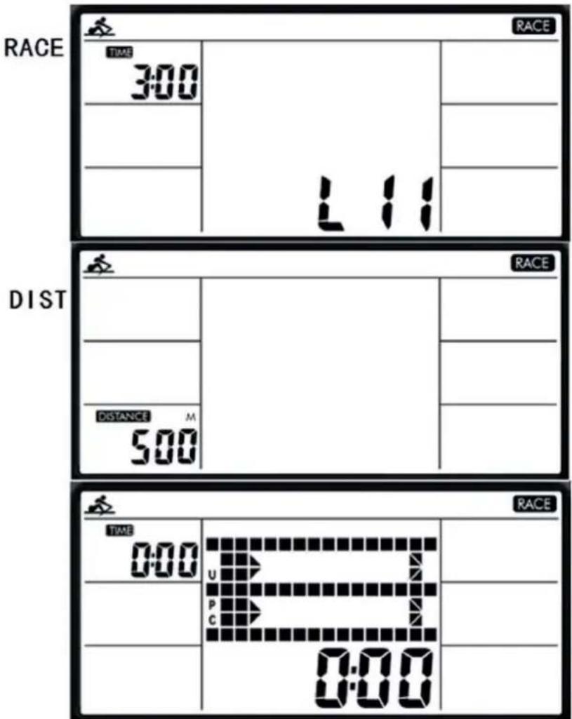 RACE TIME 3:00 L11 DIST RACE DIST DISTANCE M 5:00 RACE TIME 0:00 U P C 0:00