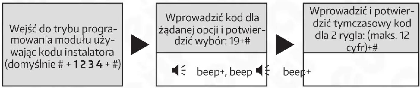 Eura VXA-64A5 - USTAWIENIA TYMCZASOWEGO KODU DOSTĘPU DLA 2 RYGLA - 1