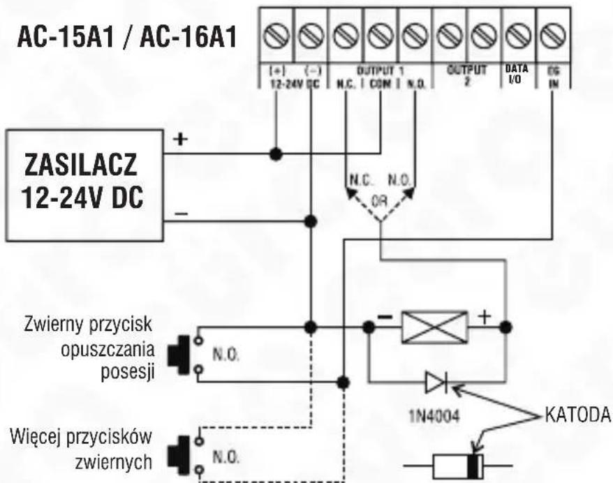 Eura AC-16A1 - SCHEMAT PODSTAWOWY DLA POJEDYNCZEGO ZAMKA PRACUJĄCEGO SAMODZIELNIE - 1