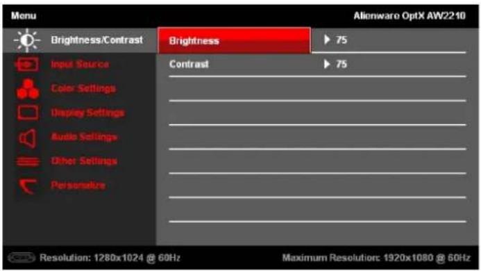 ALIENWARE AW2210 - Navigating the Menu - 7