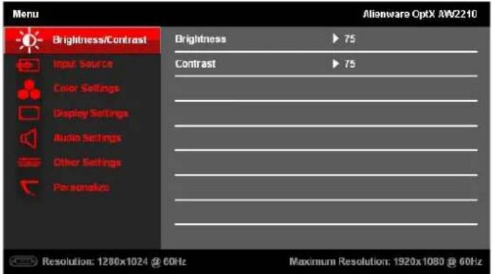 ALIENWARE AW2210 - Navigating the Menu - 11