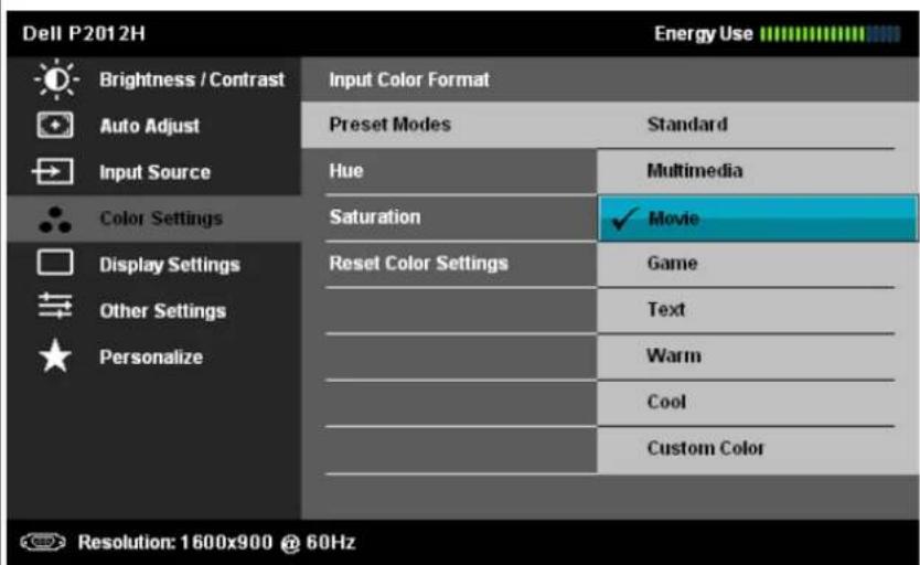 DELL P2012H - Preset Modes - 3