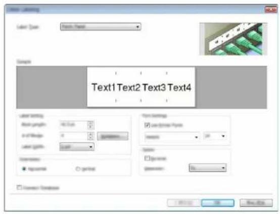 Text1 Text2 Text3 Text4 Label setting Width: 50.00 and Width: 0 Label length: 100 mm Parameters: ● Image ○ grid Type Settings □ Select from Pyramid Horizontal □ Uniform Vertical OK Cancel