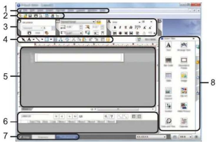 Screenshot of a legacy Macromedia Dreamweaver interface with numbered UI components for text, layout, and formatting.
