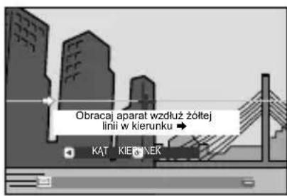 Obracaj aparat wzdłuż żółtej linii w kierunku → KAT KIER NEK
