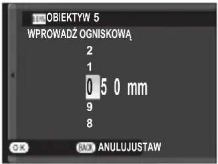 OBIEKTYW 5 WPROWADZ OGNISKOWA 2 1 0 5 0 mm 9 8 OK ANULUJUSTAW