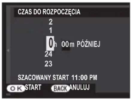 CZAS DO ROZPOCZĘCIA 2 1 0 h 00 m PÓźNIEJ 24 23 SZACOWANY START 11:00 PM OK START BACK ANULUJ