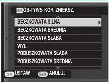 OB-TYW5 KOR. ZNIEKSZ. BECZKOWATA SILNA BECZKOWATA ŚREDNIA BECZKOWATA SŁABA WYL. PODUSZKOWATA SŁABA PODUSZKOWATA ŚREDNIA OK USTAW BAX ANULUJ