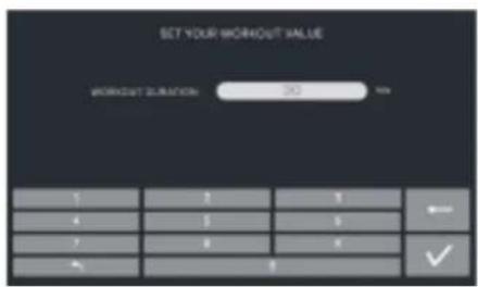 SET YOUR WORKOUT VALUE WORKOUT DURATION: 200 mm 1 2 3 4 5 6 7 8 9 ✓
