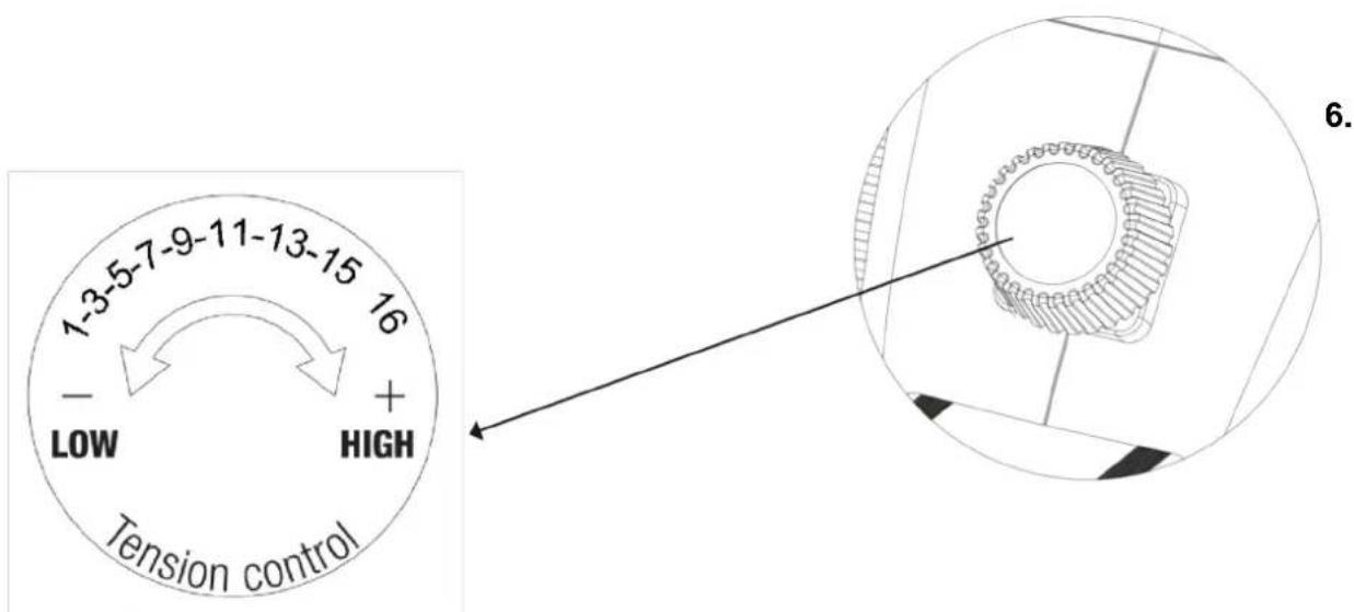 1-3-5-7-9-11-13-15 - LOW HIGH Tension control 6.