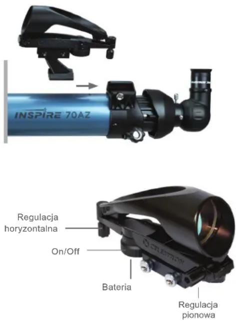 CELESTRON Inspire 70AZ - Instalacja szukacza: - 1