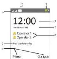 12:00 03-28-2019 Sat Operator 1 Operator 2 7 no schedule today 8 Menu Contacts