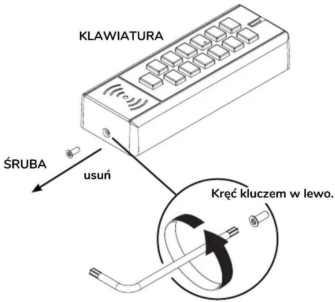 KLAWIATURA ŚRUBA usuń Kręć kluczem w lewo.