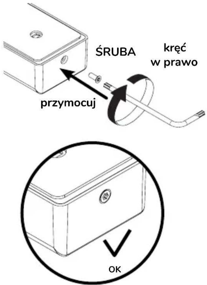 ŚRUBA kręć w prawo przymocuj OK