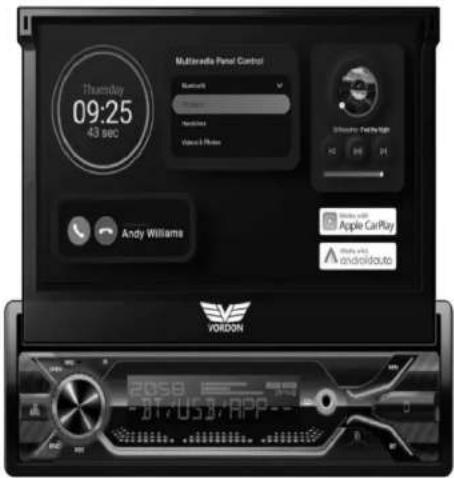 Thursday 09:25 43 sec Multimedia Panel Control Bluetooth Wireless Wireless Windows 1.1.1.1.1.1 Apple CarPlay AndroidAuto Andy Williams VORDON 2058 DT/USB3/APP