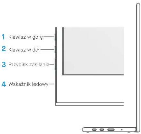1 Klawisz w góre 2 Klawisz w dół 3 Przycisk zasilania 4 Wskaźnik ledowy