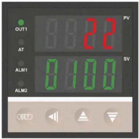 OUT1 AT ALM1 ALM2 PV 22 SV 0.100