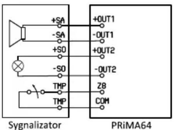 +SA -SA +SO -SO TMP TMP +OUT1 -OUT1 +OUT2 -OUT2 Z8 COM Sygnalizator PRiMA64