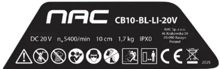 NAC CB10-BL-LI-20V - OPIS STRON GRAFICZNYCH I PIKTOGRAMÓW - 2