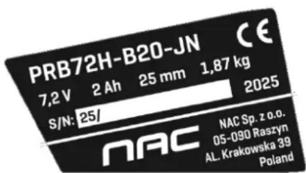 NAC PRB72-B20-JN - Inne oznaczenia na maszynie - 1