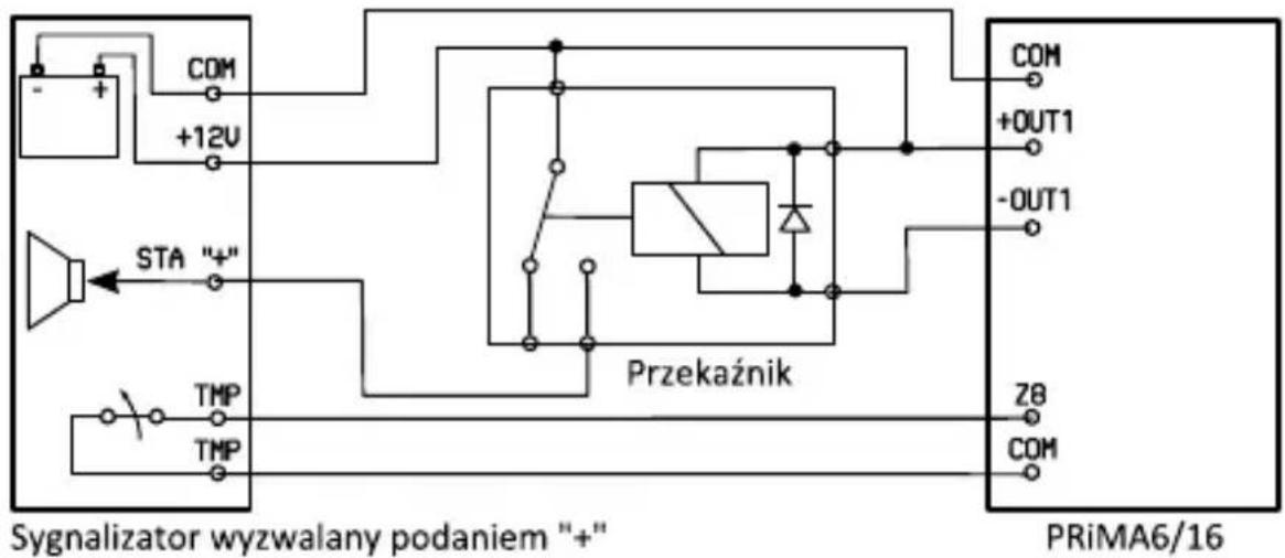 Genevo PRiMA LCD - Sygnalizatory wymagające sterowania podaniem „+12V” - 1