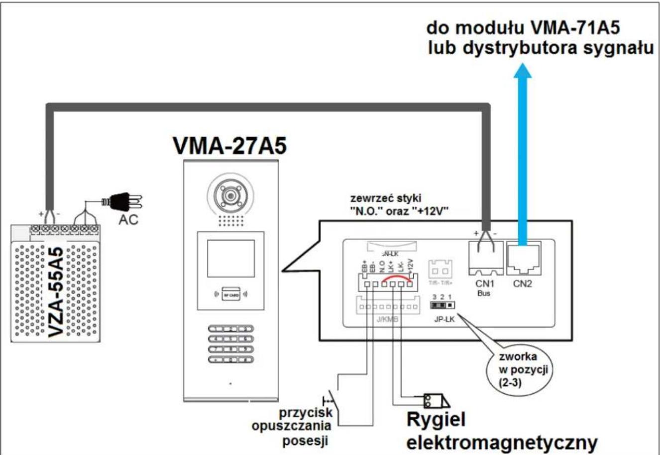 Eura VMA-71A5 - Zasilanie rygla z kasety stacji zewnętrznej: - 1