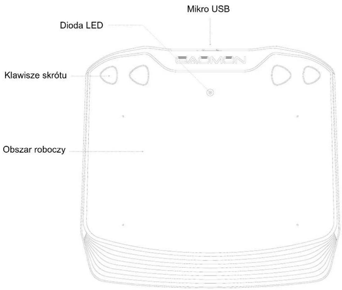 Mikro USB Dioda LED GAOMON Klawisze skrótu Obszar roboczy