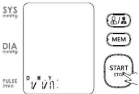 SYS mmHg DIA mmHg PULSE /min D M Y / / /1. MEM START STOP