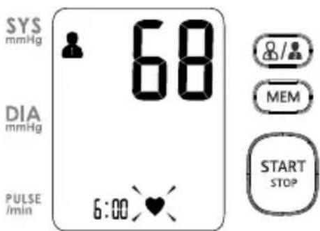 SYS mmHg 68 DIA mmHg PULSE /min 6:00 ♥ START STOP